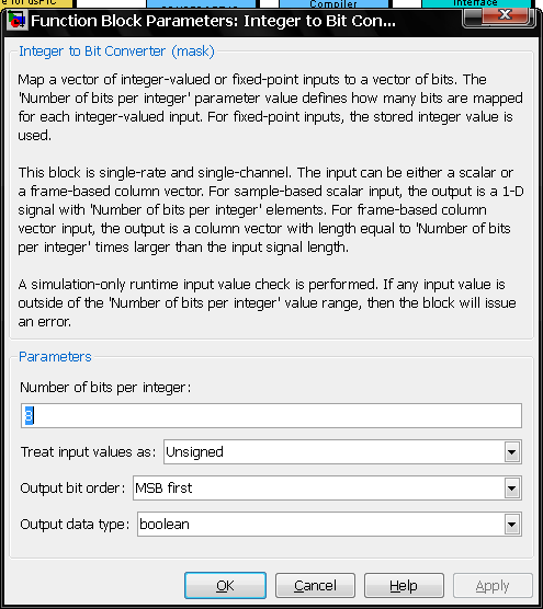 Integer to Bit Converter (Matlab 2009b)