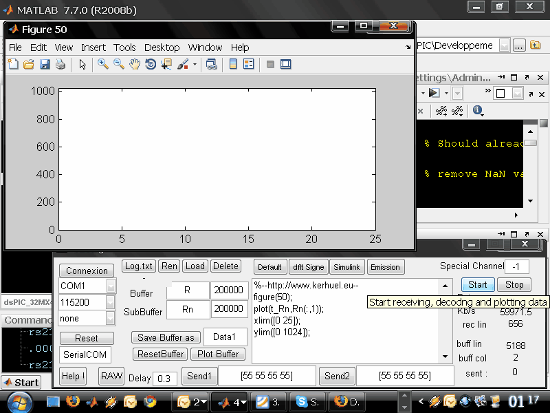 Logging data with the blockst built-in rs232GUI Matlab Interface